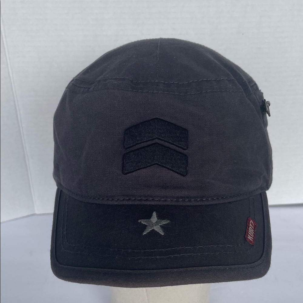 KURTZ Black Military Distressed Style Cap Fitted Unisex Size Large - Picture 5 of 7